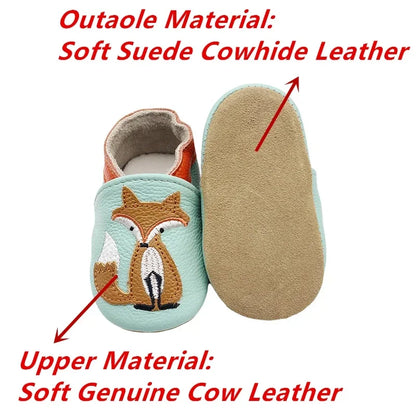 Toddler Baby Shoes – Newborn Infant Boys & Girls Soft Genuine Cowhide Moccasins, First Walkers, Skid-Proof (0-24M)