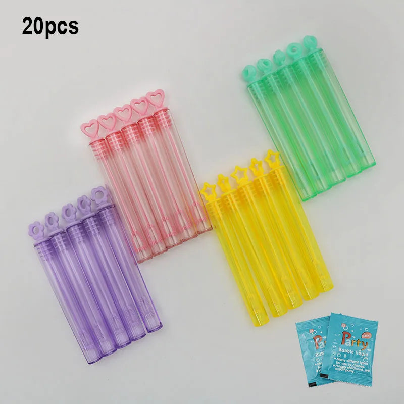 20-Pack Heart & Dinosaur Bubble Wands - Bubble Blowers Party Favors for Birthday Decorations & Wedding Guest Gifts