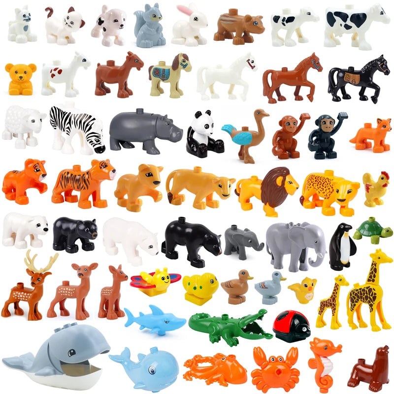 Big Size Building Blocks Farm Animals Set – Cat, Dog, Pig, and Rabbit Model Accessories Compatible with Bricks