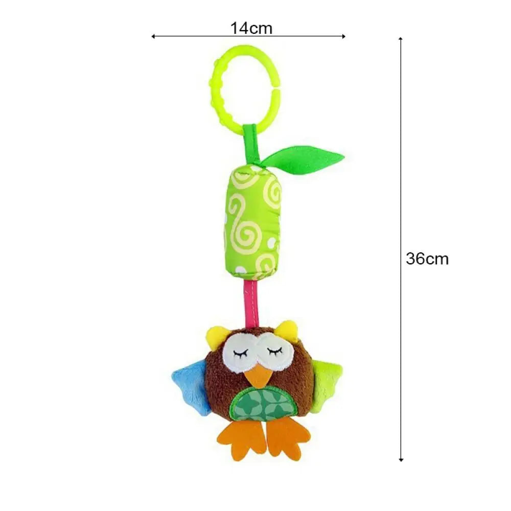 Newborn Soothing Bed Rattle with Teething Toy, Small Animal Bed Bell and Hand Puppet
