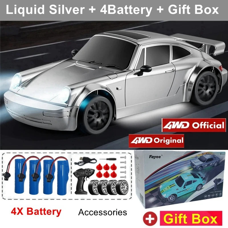 4WD RC Drift Car with LED Lights and 2.4G Remote Control 20km/h Speed