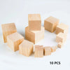 10PCS DIY Building Blocks – Unfinished Natural Wooden Cube, Craft Puzzle Making Material for Kids, Square Block Toy