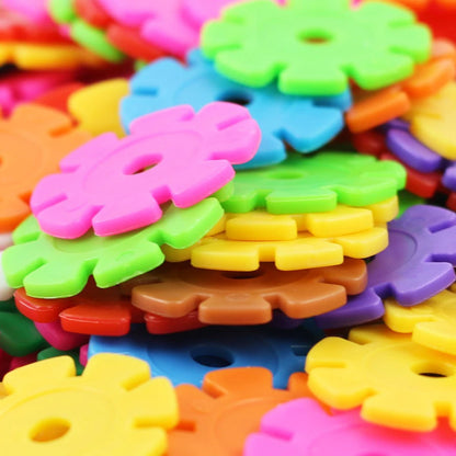 60/100/200PCS Snowflake Building Blocks – Puzzle Plastic Educational Toy for Kids, Early Education Gift in 2 Colors