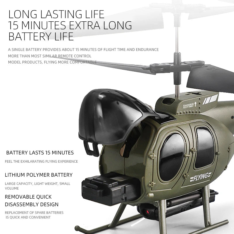 Military RC Helicopter – 4CH Remote Control with 4K Camera, LED Lights, and Altitude Hold
