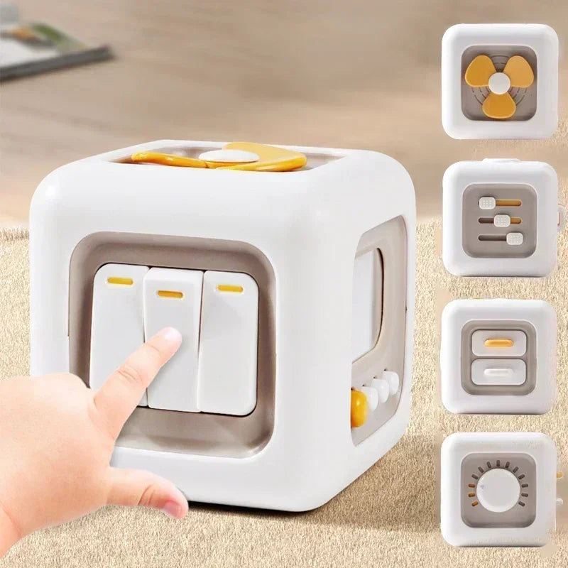 6-in-1 Montessori Cube Toy – Sensory Busy Board with Drawer, Skill Practice and Fidget Educational Toy for Boys and Girls