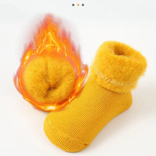 Winter Baby Newborn Warm Plush Socks - Candy Color Calf Floor Socks for Baby Boys & Girls | Autumn Thermal Cotton Socks for Toddlers