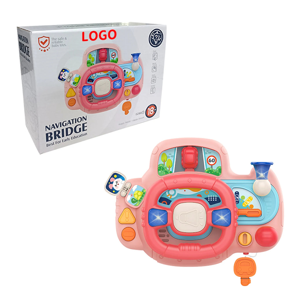 Baby Electric Steering Wheel for Car Seats and Strollers Simulated Driving Vocal Educational Toy for Toddlers 0-36 Months