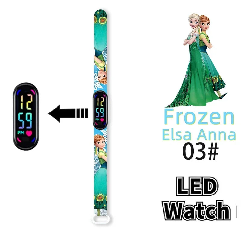 Disney Princess Frozen Elsa Kids Digital Watch Cartoon LED Touch Waterproof Electronic Birthday Gift Toy