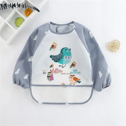 Waterproof Long-Sleeve Baby Smock – Toddler Art Apron & Feeding Bib with Pocket for Boys & Girls (1-3 Years) - Kidzy Market