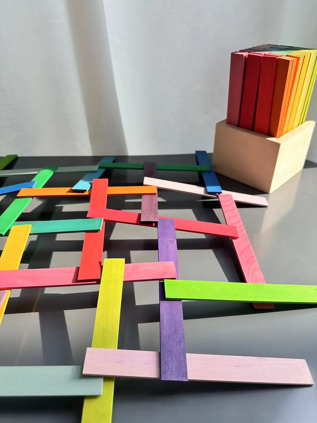 Kids Wooden Pastel Nordic Building Blocks – Stacking Crochet House, Animals, Rainbow, and Forest Tree Toys