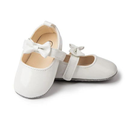 Meckior Baby Girls Shoes Bowknot Princess Dress Shoes PU Anti-Slip Soft Sole Infant First Walkers Newborn Crib Baby Shoes