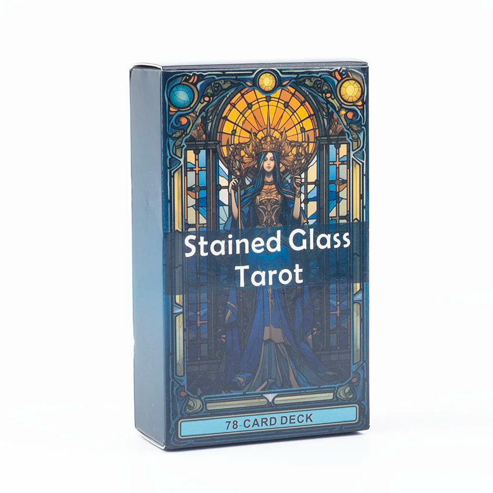 Stained Glass Tarot - 78-Card Deck, Leisure Entertainment Card Game, Family Gathering Divination, Board Playing Game, 10.3 x 6 cm