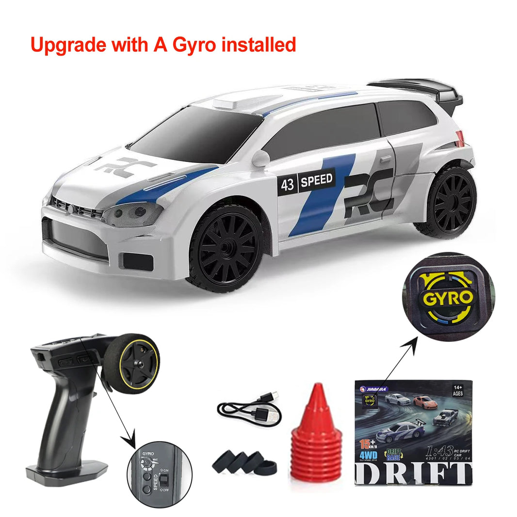 Upgraded Gyro 1/43 RC Drifting Car with 4WD and 2.4G Remote Control