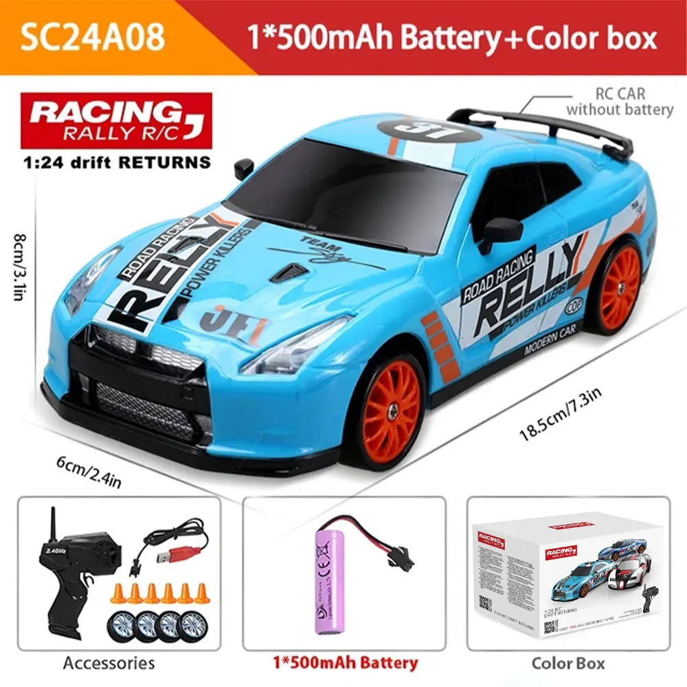 1:24 High-Speed RC Drift Car Mustang with 4WD and Replaceable Tires