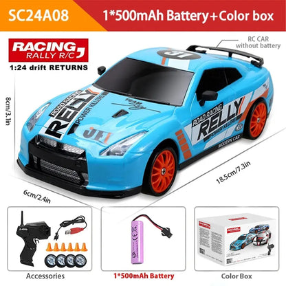 1:24 High-Speed RC Drift Car Mustang with 4WD and Replaceable Tires