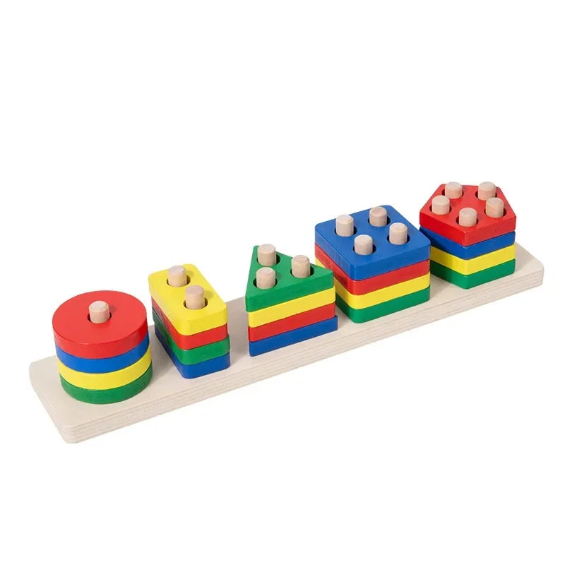 Educational Rainbow Tower Four Column Shape Twist Baby Toy