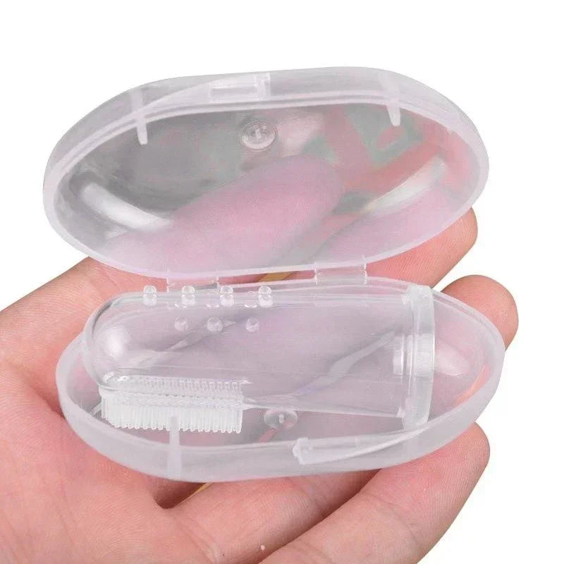 Baby Finger Toothbrush with Box, Silicone Infant Tooth Brush, Soft Rubber Training & Pet Toothbrush