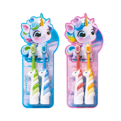 2/4 Cartoon Children’s Toothbrushes for Kids Aged 3-12 Years Old, Unicorn Children’s Toothbrushes, Soft Bristles Care for Baby