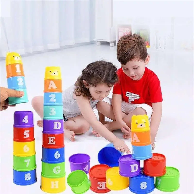 Stacking Game Cups Children Board Toy with Numbers and Letters