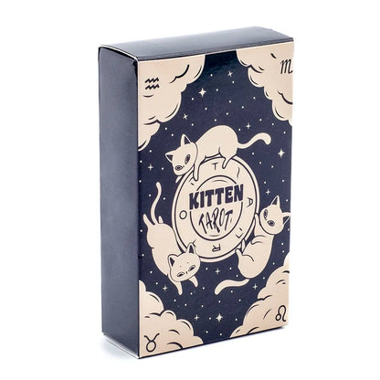 Kitten Tarot Deck - 78 Pieces, Cute Black & White, Beginner-Friendly Fortune Telling & Board Game Kit
