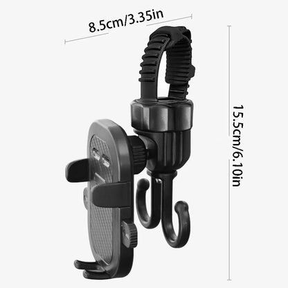 2-in-1 Baby Stroller Hooks Rotatable Stable Bicycle Hanging Double Hook Phone Support Detachable Adjustable Shopping Pram Hook