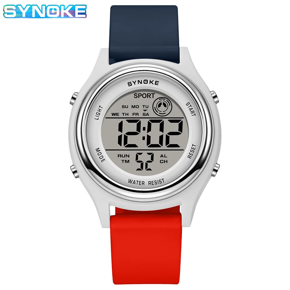 SYNOKE Colorful Children’s Seven-Light Sport Digital Watch Waterproof Shock-Resistant Electronic Watch for Kids and Students