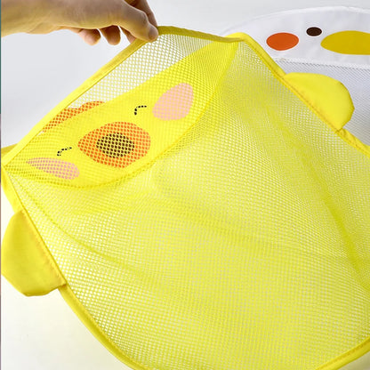 Cartoon Duck Baby Bath Toy Mesh Storage Bag with Suction Cup