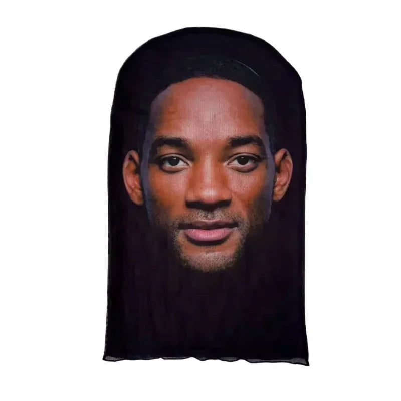 3D Printed Kanye-Style Elastic Mesh Full-Face Balaclava Mask – Unisex Cosplay & Hip Hop Headwear (1-Pack)