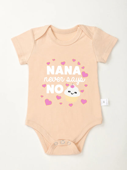 “Nana Never Says No” Rompers Onesie – Baby Boy & Girl Jumpsuit – 0-24M Toddler One-Piece Cute Bodysuit – Trendy Infant Clothes