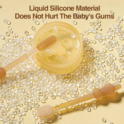 3-in-1 Baby Silicone Tongue Brush - BPA-Free Infant Toddler Oral Care Toothbrush with Cover