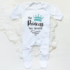 The Princess Has Arrived Print Baby Babygrow Sleepsuit – Newborn Coming Home Vest Bodysuit, Hospital Clothes, Infant Shower Gift