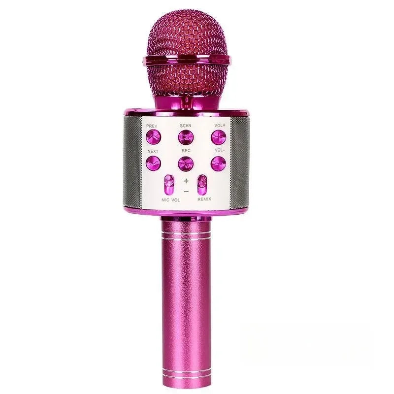 Wireless Bluetooth Karaoke Microphone Speaker 5-in-1 Handheld Rechargeable Mic for Home Party Singing and Meetings