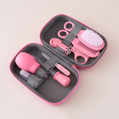 8/13Pcs Baby Care Set - EVA Bag with Nasal Aspirator, Nail Scissors, Cartoon Daily Cleaning & Care Supplies