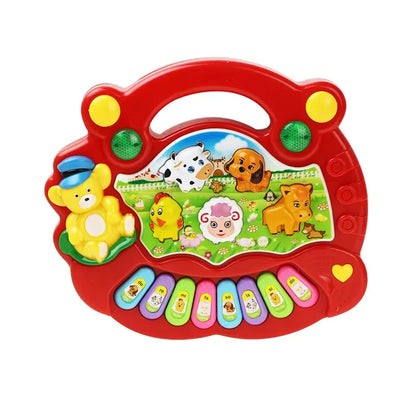 Kids Cartoon Piano Keyboard Game with Animal Sounds and Flashing Lights - Musical Instrument Educational Toy for Babies and Toddlers