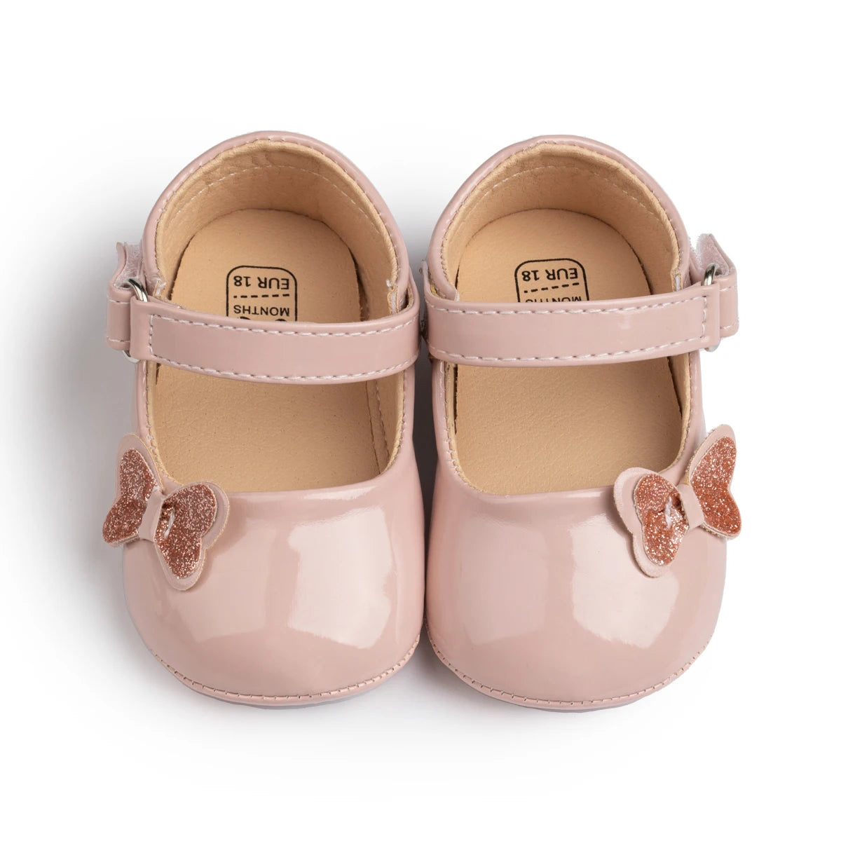 KIDSUN Baby Shoes – Newborn Girl Princess PU Toddler Shoes, Bow Decor Anti-Slip Rubber Sole First Walker (0-18M)