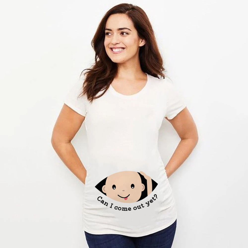 Maternity Shirt Pregnancy Announcement Tee - Summer Casual Mama Blouse, Basic Pregnancy Clothes for Expecting Moms