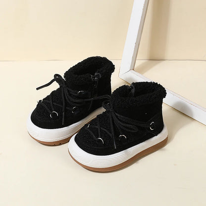 Warm Baby Boots with Plush Lining and Rubber Sole for Toddlers and Kids