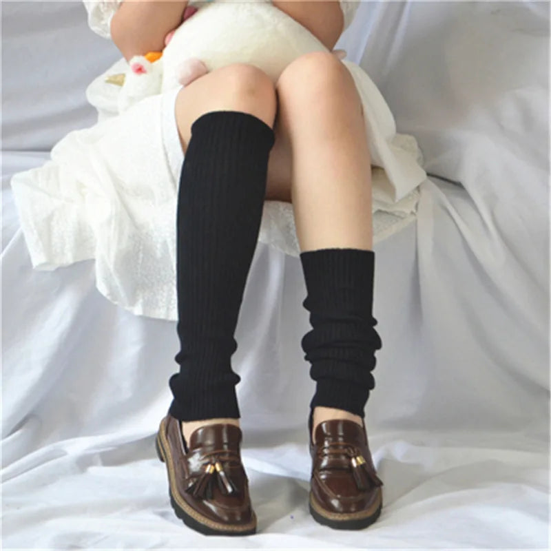 Candy Color Sweet Girl Leg Warmers - NEW Korean Knitted Foot Cover for Women | Solid Color, Autumn & Winter Stylish Elastic Long Tube Socks