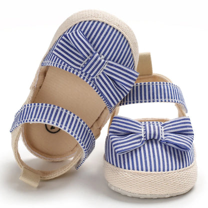 Summer Girl Baby Casual Sandals – Soft Sole Lightweight Walking Shoes with Bow Canvas