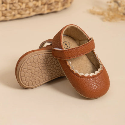 Newborn Baby Breathable Fashion Leather Shoes – Lace Princess Shoes with Non-Slip Soft Bottom