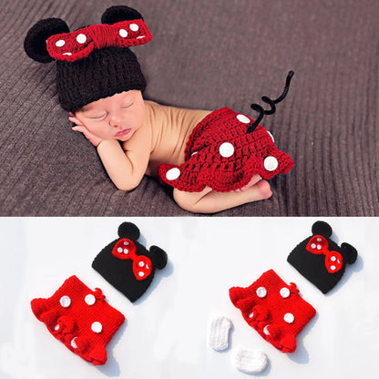 Baby Boy & Girl 3-Pack Minnie Knitted Handmade Photography Props – Newborn 0-3M Baby Clothing Costumes