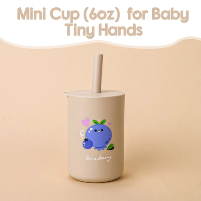 Baby Feeding Drinkware Straw Cup, Cartoon Learning Feeding Cup, Food Grade Silicone Toddler Water Bottle, BPA-Free Tableware