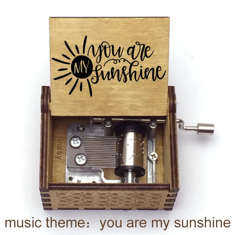 You Are My Sunshine Quote Print Wooden Music Box Birthday Party Favor Gift for Kids