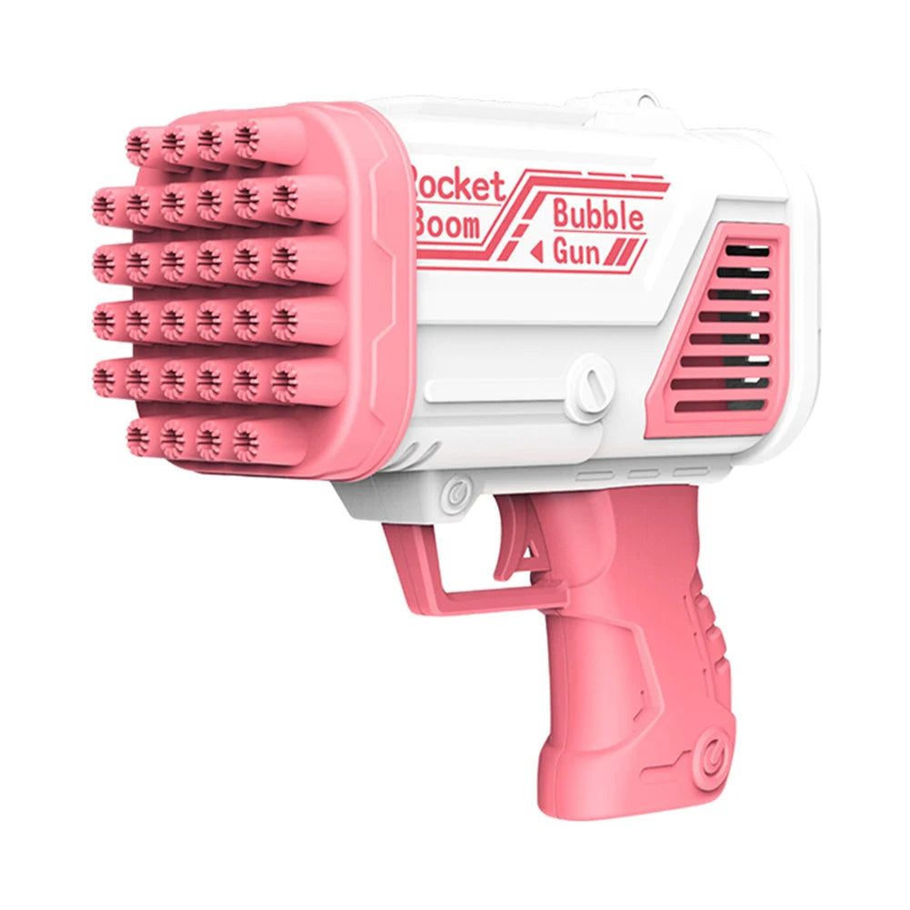 32-Hole Gatling Bubble Machine – Battery-Powered Kids Bubble Blower, Leakproof with Non-Slip Handle, 3 AA Batteries (not included) for Parties & Weddings