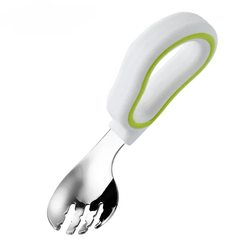 Baby Eating Training Set - Soft Silicone Spoon & Fork Cutlery, Toddler Feeding Utensils, Kids Fork Set, Children Tableware