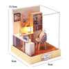 Mini DIY Wooden Dollhouse Kit 11.5 x 9 x 9 cm (4.5 x 3.5 x 3.5 in) - 3D Miniature House with Furniture & Dust Cover, Assembly Model Gift for Teens & Adults