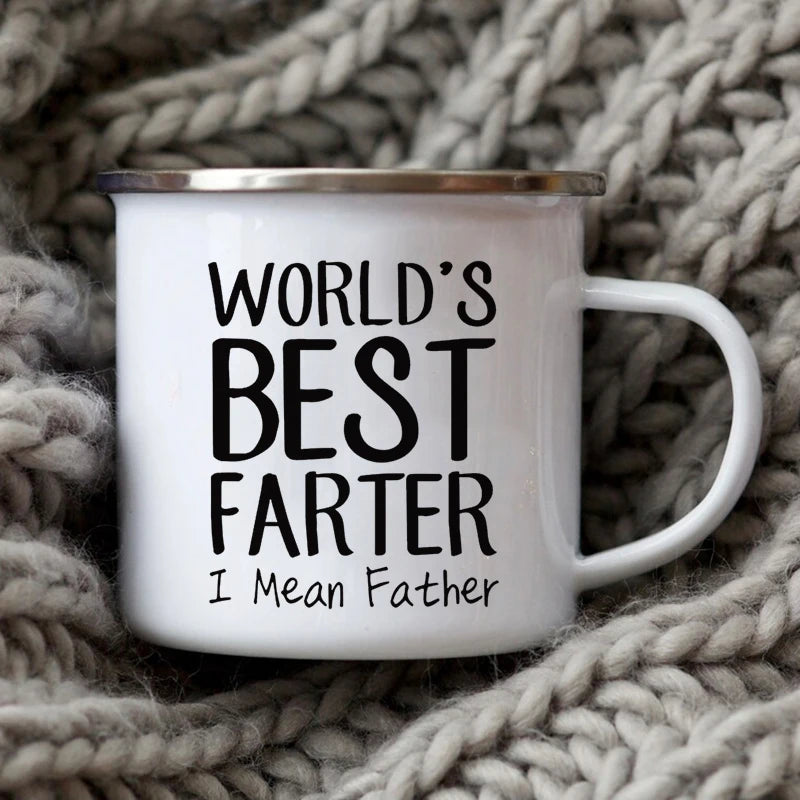 Dad Nutritional Facts Enamel Coffee Mug – Best Dad Ever Gift from Kids – Father's Day Gift for Papa, Daddy, Stepdad
