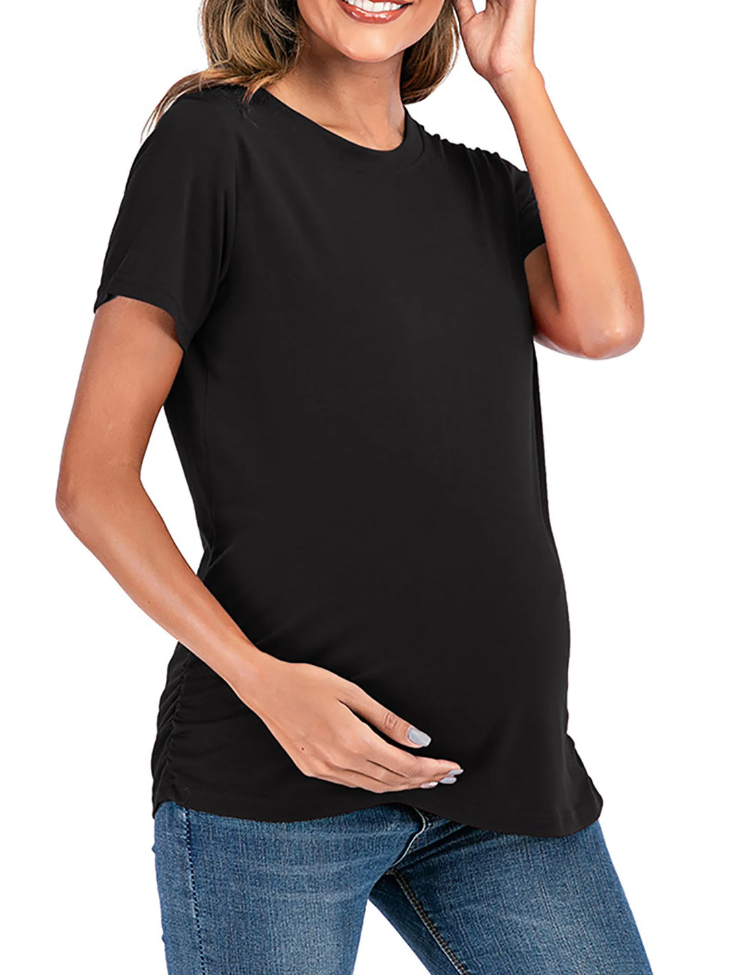 New Maternity Clothes for Women | Solid Color T-Shirt Tees | Summer Short Sleeve Pullover Casual Pregnant Tops | XL XXL