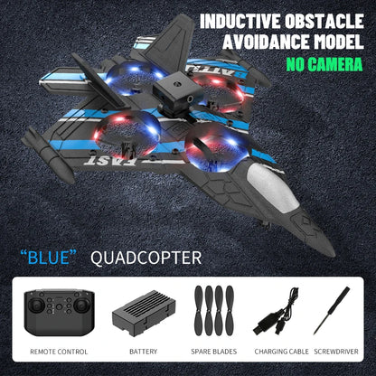 RC Plane with Camera and Obstacle Avoidance – 2.4G Foam Fighter Helicopter Toy for Kids