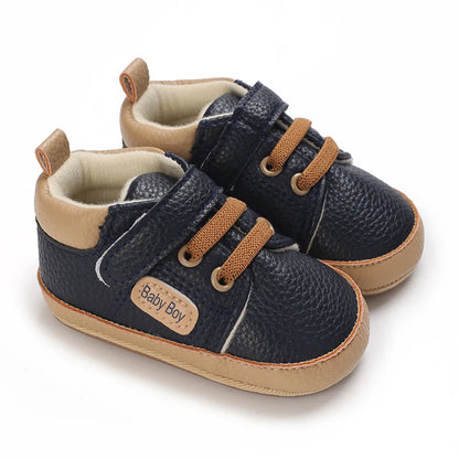 HAIZHIW Newborn Baby Boy & Girl Leather Shoes – Infant First Walkers, Non-Slip Rubber Toddler Retro Shoes (0-18M)